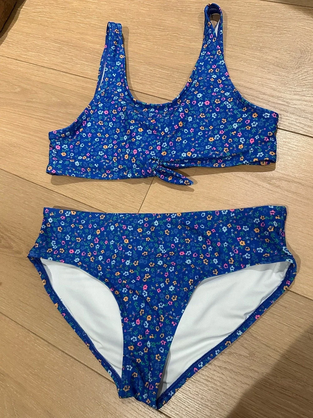 Girls Blue Floral Two-Piece Swim Set
